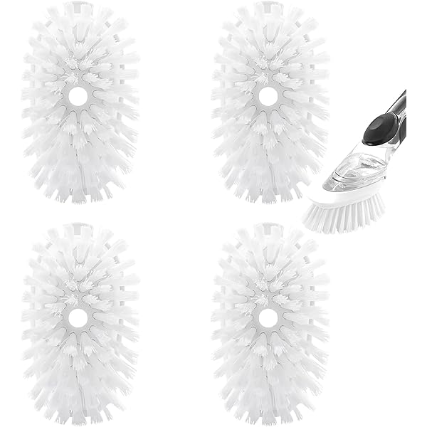 Brush Refills for OXO Dish Brush - 4 Pack Dish Brush Cleaning Soap Dispensing Head Replacement for Scrubber (White)