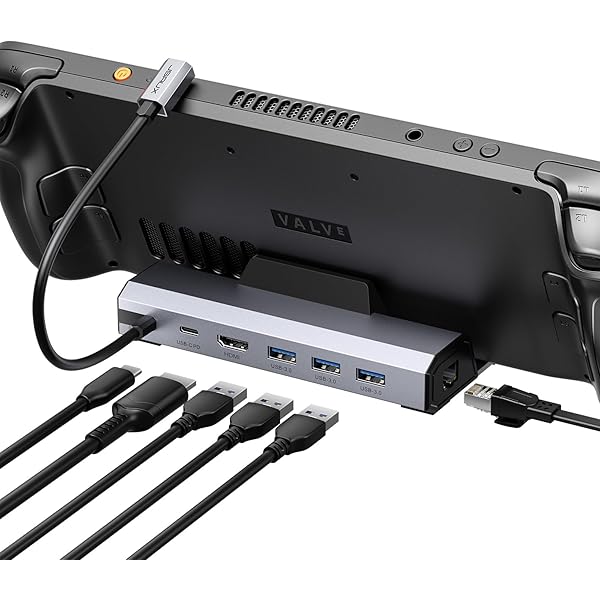 JSAUX Upgraded Docking Station 4K@120Hz for Steam Deck OLED/ROG Ally X/Legion Go (S)/MSi Claw, 6-in-1 Steam Deck Dock with HDMI 2.1, Gigabit Ethernet, 3 USB 3.0, 100W Charge for Steam Deck LCD-HB0603