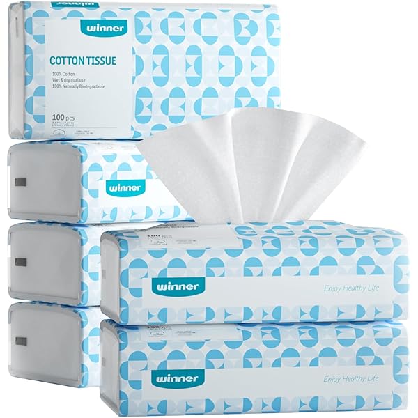 Winner Soft Face Towels, 100% USDA Biobased Facial Towels, Unscented Cotton Tissues for Sensitive Skin, OEKO-TEX Certified Face Towelettes Disposable, Makeup Remover Dry Wipes, 600 Ct, Pack of 6