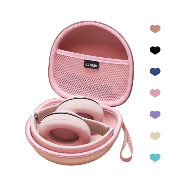 Headphone Case Compatible with Glynzak/BERIBES/TOZO/KVIDIO/Beats/Soundcore Anker/JBL Noise Cancelling Over-Ear Headphones, Rose Gold
