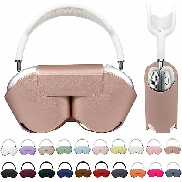 Maxjoy for Apple Airpods Max Smart Case Cover, Soft PU Leather Protective Cover Accessories for Airpod Max with Sleep Mode, Anti-Dust Travel Carrying Case for Airpods Pro Max Headphones, Rose Gold