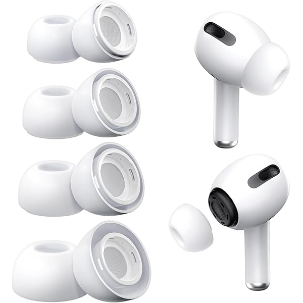 4 Pairs Replacement Ear Tips for AirPods Pro and AirPods Pro 2 with Noise Reduction Hole, Non-Slip Soft Silicone Ear Tips for AirPods Pro and Fit in The Charging Case(XS/S/M/L)