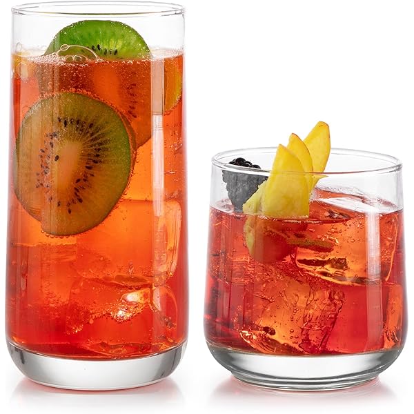 Libbey Ascent Tumbler and Rocks Drinking Glasses Set of 16, Glass Drinking Glasses with Curvature, Versatile Glassware Set for Parties and More