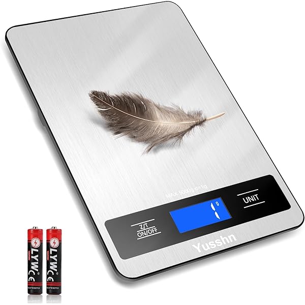 Digital Kitchen Scale - Precision Food Scale for Cooking & Baking (1g/0.05oz Accuracy) - Waterproof Stainless Steel with LCD Display, Batteries Included - Weight in Grams & oz (Ash Silver)