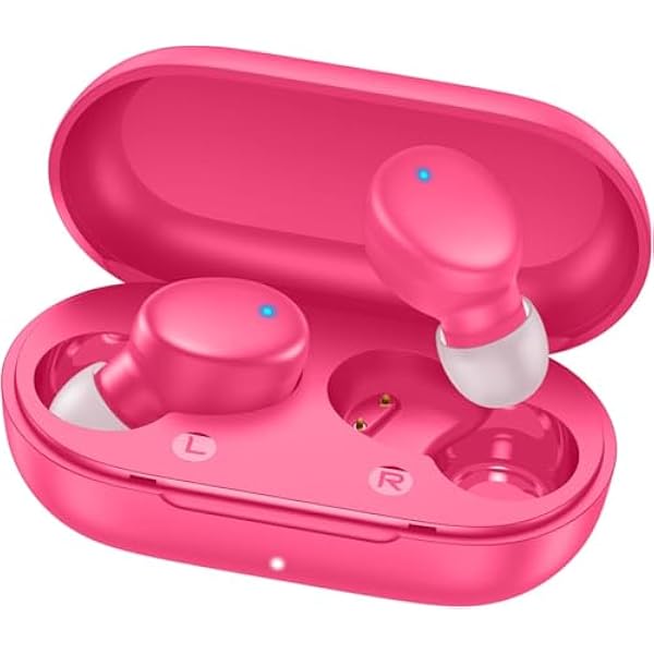 MOZOTER S8 Mini Wireless Earbuds Bluetooth 5.3 in Ear Light-Weight Headphones,60Hrs Playtime Ear Buds with Charging Case,Bluetooth Headsets,Premium Sound with Deep Bass for Sport-Barbiee Pink