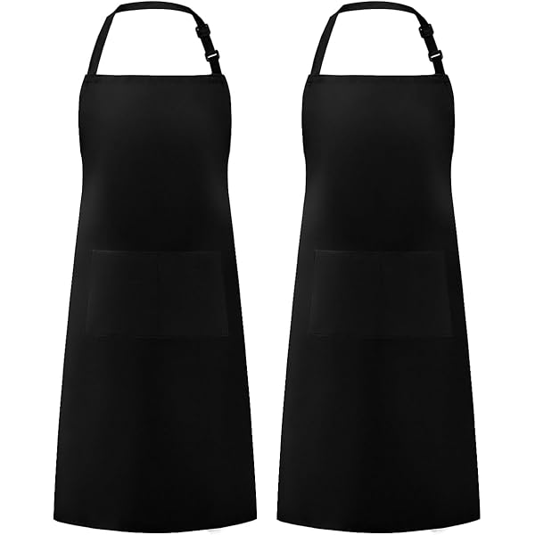 Syntus 2 Pack Adjustable Bib Apron Waterdrop Resistant with 2 Pockets Cooking Kitchen Aprons for Women Men Chef