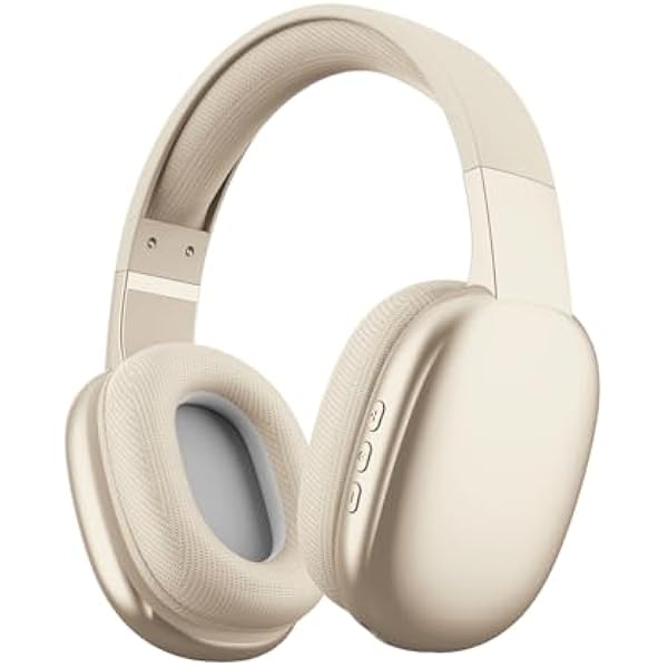 Gabba Goods Wireless Over Ear Bluetooth Headphones with Microphone - Wireless Headset -Noise Reduction - Bluetooth, Wired,Built in Micro SD for Travel, Home, Work TV,PC,Gaming,Cellphone (Beige)