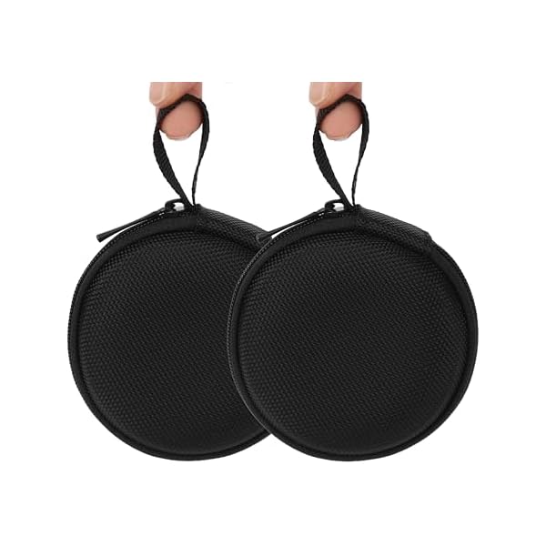 Ginsco Mini-Portable Hard Shell Earbuds Case for Apple EarPods Headphones USB-C Wired Ear Buds/Samsung Galaxy Wired Earbuds, Travel Case for Earphones Earplugs (2, Black-Double Strand)