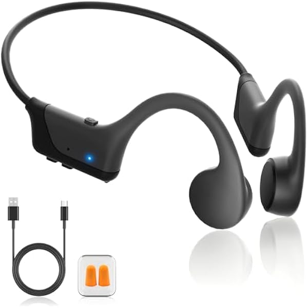 2025 New Bluetooth Bone Conduction Headphones, Open-Ear Design, Sweatproof & Waterproof, HD Stereo Sound, 10Hrs Playtime, Lightweight for Running，Office，Daily Life (Gray-Black)