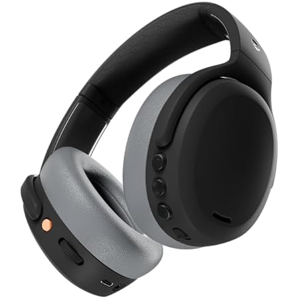 Skullcandy Crusher ANC 2 Wireless Over-Ear Bluetooth Headphones with Multi-Sensory Bass, Active Noise Cancelling, Up to 60 Hours Battery, Microphone for iPhone Android - Black/Asphalt
