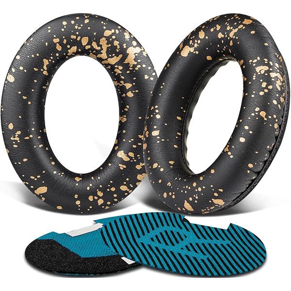 SoloWIT Protein Leather Earpads Cushions for Bose Headphones, Replacement Ear Pads for Bose QuietComfort 15 QC15 QC25 QC2 QC35/Ae2 Ae2i Ae2w/SoundTrue & SoundLink Around-Ear Series - Black Gold