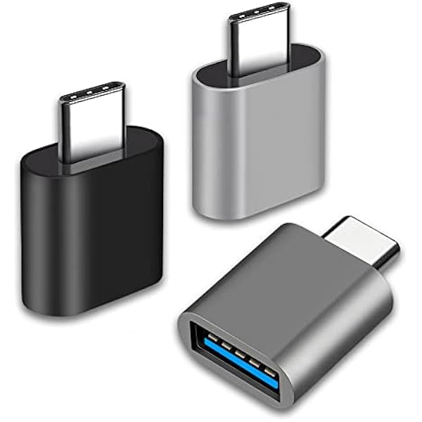 USB C to USB Adapter, Type C Thunderbolt 4 OTG Converter, USB C Male to USB 3.0 Female Adapter (3-Pack) for Apple MacBook Pro, Mac Book, iPad, Samsung Galaxy S20-S23 and More (Black/Grey/Silver)