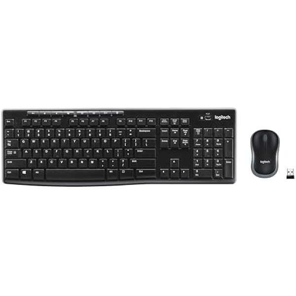 Logitech MK270 Wireless Keyboard and Mouse Combo for Windows, 2.4 GHz, 8 Multimedia Keys, PC, Laptop, Wireless Keyboard Compact Mouse Combo - Black
