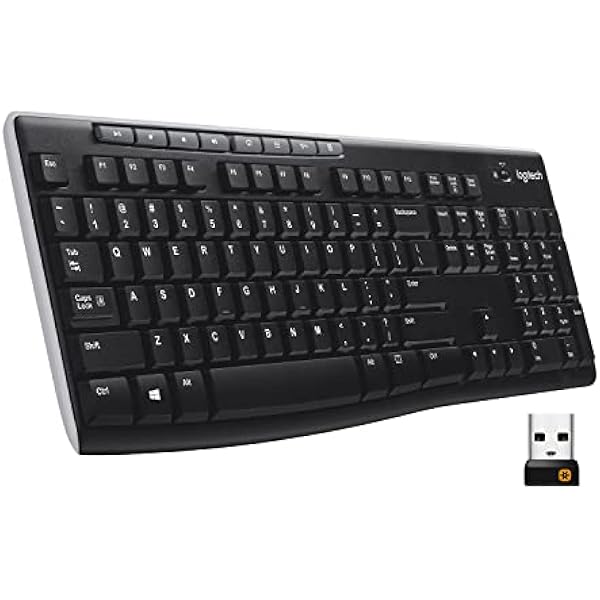 Logitech K270 Wireless Keyboard for Windows, 2.4 GHz Wireless, Full-Size, Number Pad, 8 Multimedia Keys, 2-Year Battery Life, Compatible with PC, Laptop, Black