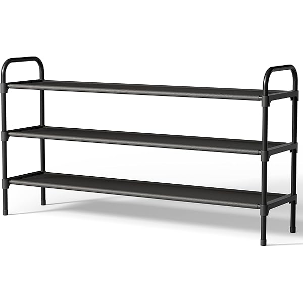 Kitsure Extra-Long Shoe Rack for Closet, Shoe Organizer for Front Door Entrance, Stackable Shoe Shelf, Detachable Closet Organizers and Storage, 39.0" Wide - 3 Tier, Black