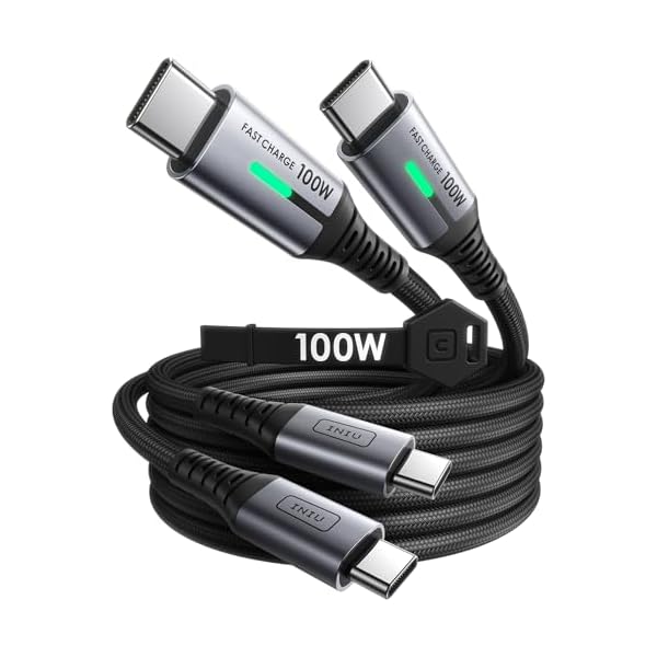 INIU USB C Cable, [6.6ft, 2-Pack] 100W USB C to C Fast Charging Cord, Braided Type C Charger Cable for iPhone 17 16 Pro Max, Samsung Galaxy S25 S24 Ultra, MacBook Pro iPad Air Switch 2 Steam Deck etc.