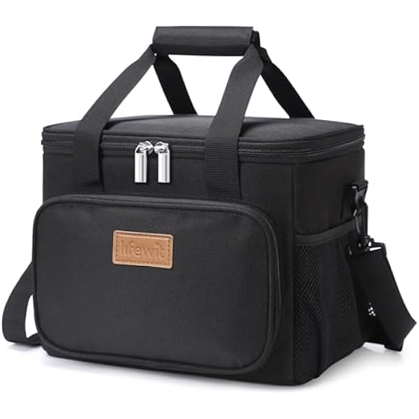 Lifewit Medium Lunch Bag Insulated Lunch Box Soft Cooler Cooling Tote for Adult Men Women, Black 12-Can (9L)