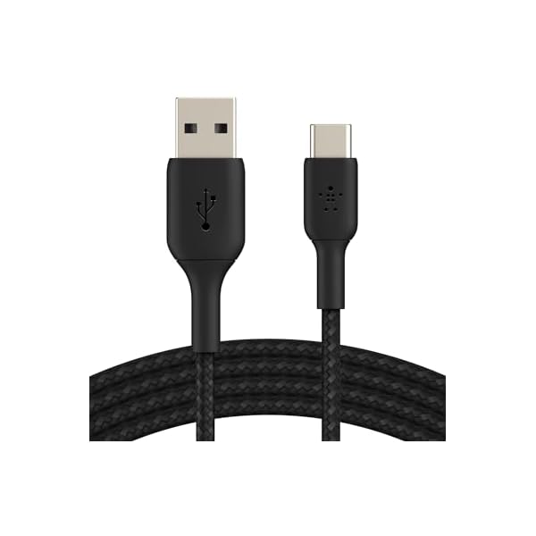 Belkin USB C to USB A Cable, 3.3ft, 15W - Type C Charger, iPhone Charger Cord, Braided, Flexible for iPhone 17 & 16, Galaxy S25, Pixel 10, iPad Pro, AirPods Pro, Switch 2 & More, CarPlay - Black