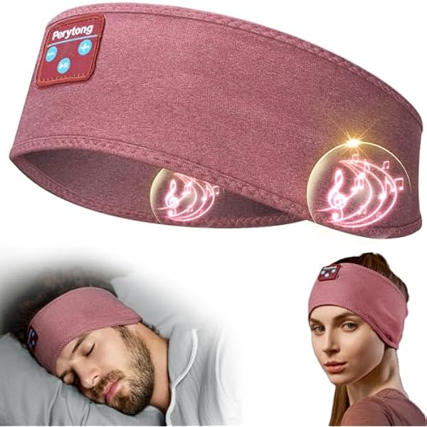 Perytong Sleep Headphones Bluetooth 5.4 Headband Headphones, Wireless Earphones Music Sleep Earbuds for Side Sleepers Sleeping Eye Mask for Women Men Workout Running Cool Unique Gifts