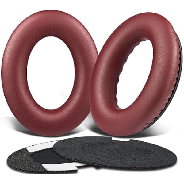 SoloWIT Protein Leather Earpads Cushions for Bose Headphones, Replacement Ear Pads for Bose QuietComfort 15 QC15 QC25 QC2 QC35/Ae2 Ae2i Ae2w/SoundTrue & SoundLink Around-Ear Series - Burgundy&Black