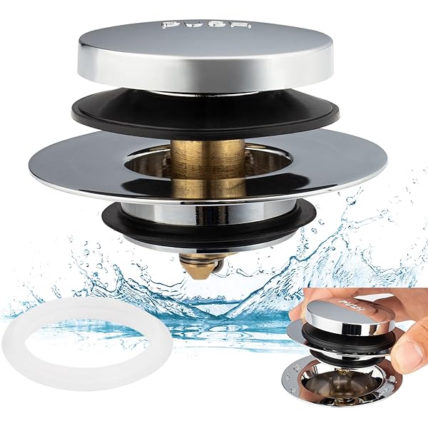 Artiwell Universal Tip Toe Bath Drain Stopper and Cover, Bathtub Drain Stopper, Replaces Lift and Turn, Tip-Toe and Trip Lever drains for Tub, EZ Installation and Clearing (Chrome Plated)