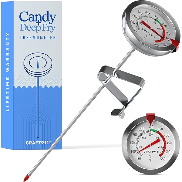 Candy Thermometer with Pot Clip - Deep Fry Oil Thermometer for Frying and Candle Making