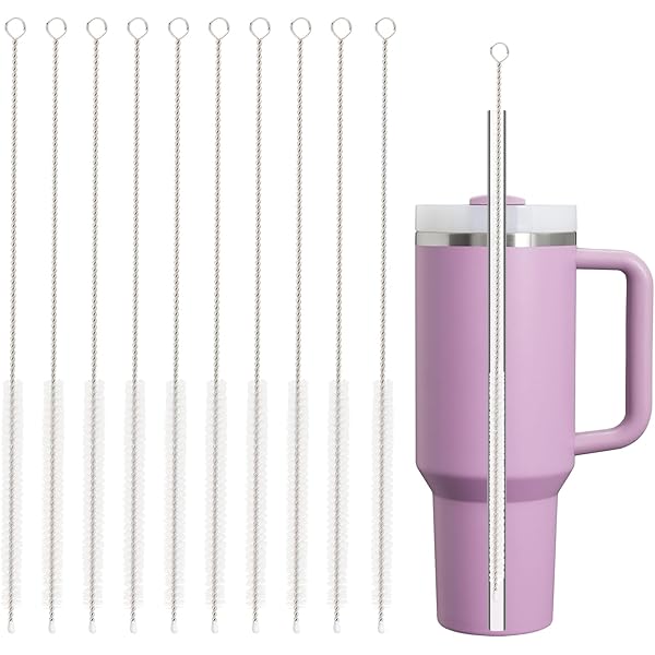 Straw Cleaner Brush for Stanley, 10Pcs Reusable Extra Long Straws Cleaning Brush for 14oz 20oz 30oz 40oz Stanley Mug, Cleaning Brushs for All Plastic, Glass, Stainless and Silicone Straw