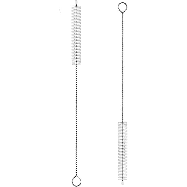 2 Pack Straw Cleaner Brush, Reusable Metal Handles Straw Cleaner Brush Extra Long for Stanley Mug 40, 30, 20 oz, 10mm Wide for Sippy Cup, Water Bottle and Tubes (Clear+Clear)