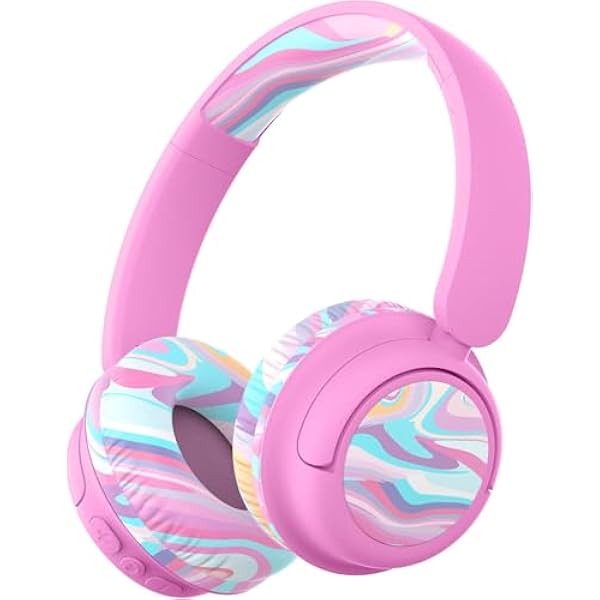 iClever BTH22 Kids Bluetooth Headphones, 60H Play Time, 74/85 dBA Safe Volume, Bluetooth 5.4, USB C, Over Ear Kids Headphones Wireless with Mic AUX Cord for iPad/Tablet/Travel/School, Color Texture