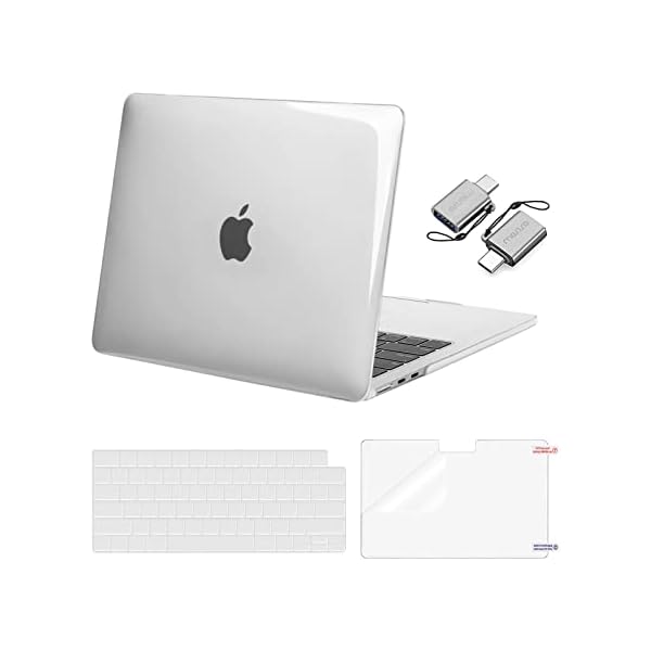 MOSISO Compatible with MacBook Air 13 inch Case 2025 2024 2023 2022 M4 A3240 M3 A3113 M2 A2681, Plastic Hard Shell&Keyboard Cover&Screen Film&Type C for MacBook Air 13.6 inch Case, Crystal Clear