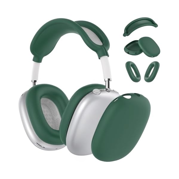 Silicone Case Cover for AirPods Max Headphones,Ear Pad Case Cover/Ear Cup Cover/Headband Cover for AirPod Max(USB-C/Lightning)(2024/2020),Accessories Silicone Protector for Apple AirPod Max,Dark Green