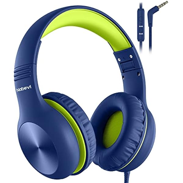Headphones for Kids for School, Kids Headphones with Microphone, Sharing Function, 85dB/94dB Safe Volume Limit, HD Sound, Over Ear Kid Headphone for School, On-line Study, Travel, DarkGreen