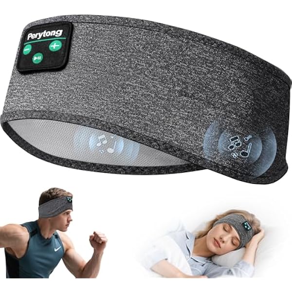 Perytong Sleep Headphones, Bluetooth Sports Headband Headphones with Ultra-Thin HD Stereo Speakers Perfect for Sleeping,Workout,Jogging,Yoga,Insomnia, Air Travel, Meditation