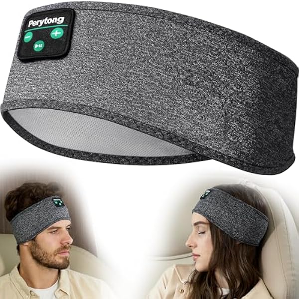 Perytong Sleep Headband - Bluetooth Sleeping Headphones for Side Sleepers - Headphones for Sleeping Comfortable Headband with Thin Speaker Microphone Gift Ideas for Women Men