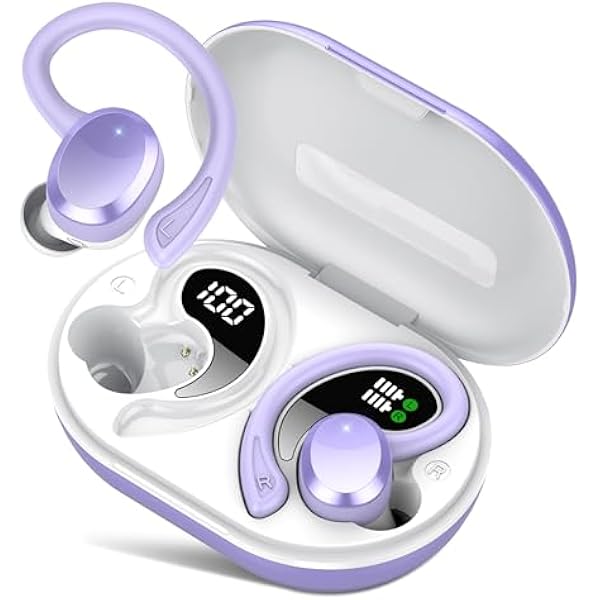 Wireless Earbuds, Bluetooth Earbuds, Bluetooth 5.4 Headphones 68hrs Playtime Sport Earphones with LED Display ENC Noise Cancelling Mic, IPX7 Waterproof Over Ear Ear Buds with Hook for Gym/Workout