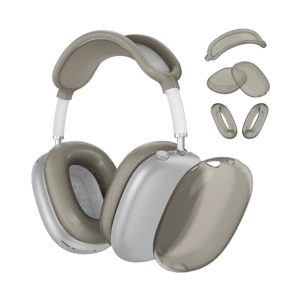 Silicone Case Cover for AirPods Max Headphones, Ear Pad Case Cover/Ear Cups Cover/Headband Cover for AirPods Max (USB-C/Lightning)(2024/2020), Soft Skin Accessories for Apple AirPod Max, Foggy Black