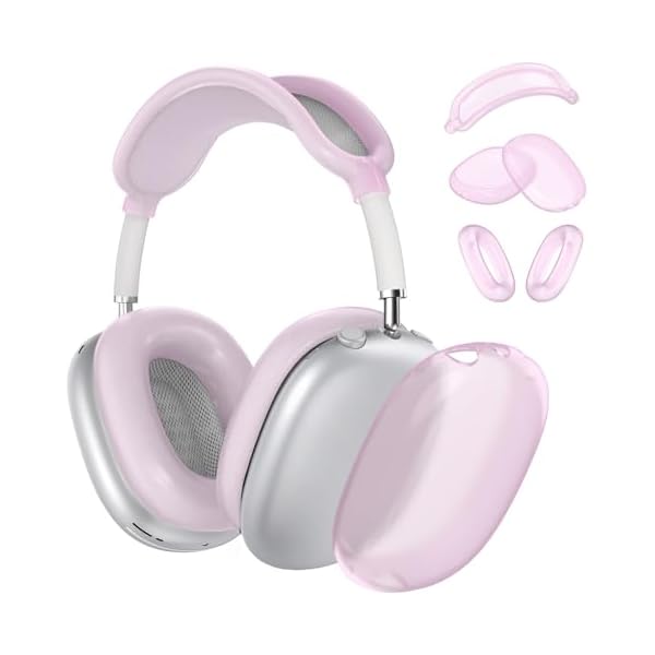 Silicone Case Cover for AirPods Max Headphones, Ear Pad Case Cover/Ear Cups Cover/Headband Cover for AirPods Max (USB-C/Lightning)(2024/2020), Soft Skin Accessories for Apple AirPod Max, Foggy Pink