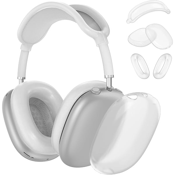 Silicone Case Cover for AirPods Max Headphones, Ear Pad Case/Ear Cups/Headband Cover Accessories for Apple AirPods Max (USB-C/Lightning)(2024/2020), Foggy White