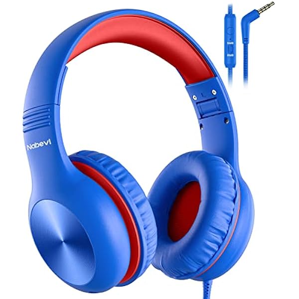 Headphones for Kids for School, Kids Headphones with Microphone, Sharing Function, 85dB/94dB Safe Volume Limit, Over Ear Kid Headphone for School, On-line Study, Travel, Glaze Blue