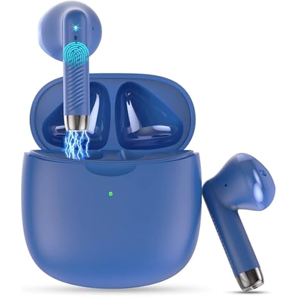 Wireless Earbuds, Bluetooth 5.4 Earbuds Stereo Bass, Bluetooth Headphones in Ear Noise Cancelling Mic, Earphones IP7 Waterproof Sports, 32H Playtime USB C Charging Case Blue Ear Buds for Android iOS