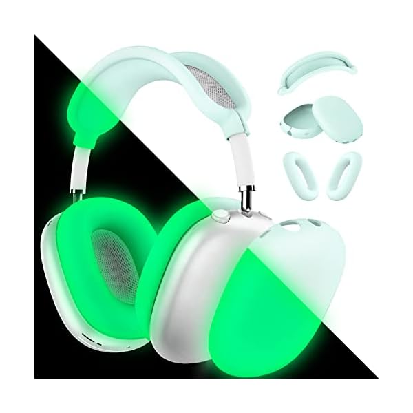 Silicone Case Cover for AirPods Max Headphones,Ear Pad Case Cover/Ear Cup Cover/Headband Cover for AirPod Max(USB-C/Lightning)(2024/2020),Accessories Silicone Protector for Apple AirPod Max,Glow Green