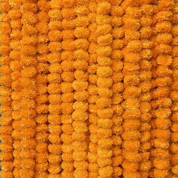 5 PC - 5 feet Marigold Garland |Indian/American Wedding Party Mantle Decoration, Faux Garlands Wedding Garland, Diwali Decoration, Spring Bush Floral! (Orange)