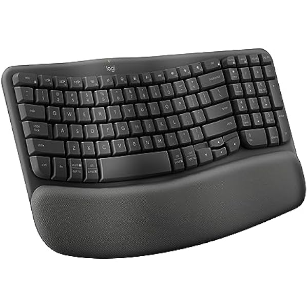 Logitech Wave Keys Wireless Ergonomic Keyboard with Cushioned Palm Rest, Comfortable Natural Typing, Easy-Switch, Bluetooth, Logi Bolt Receiver, for Multi-OS, Windows/Mac - Graphite