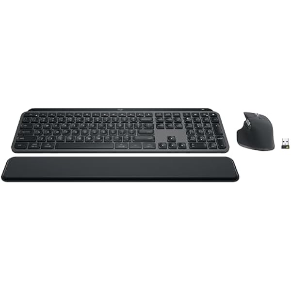 Logitech MX Keys S Combo - Performance Wireless Keyboard and Mouse with Palm Rest, Customizable Illumination, Fast Scrolling, Bluetooth, USB C, for Windows, Linux, Chrome, Mac
