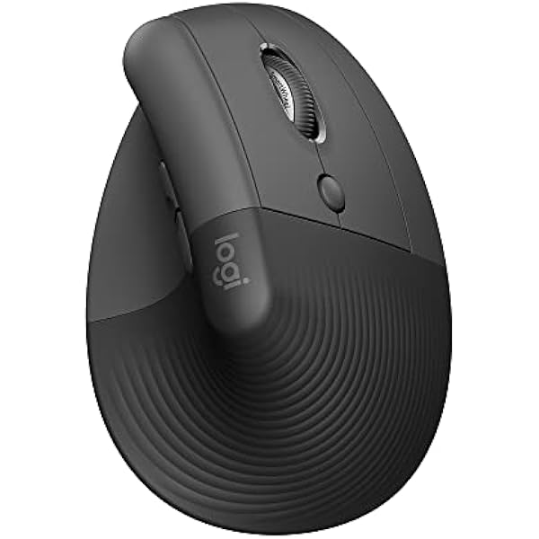 Logitech Lift Vertical Ergonomic Mouse, Wireless Bluetooth or USB Receiver, Quiet Clicks, 4 Buttons, Right Hand Wireless Mouse, Windows/macOS/iPadOS, Laptop, PC - Graphite