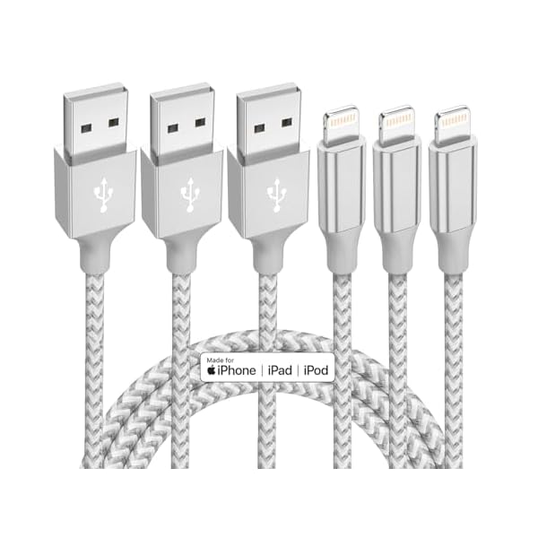 iPhone Charger 3 Pack 10 ft Apple MFi Certified Lightning Nylon Braided Cable Fast Charging Cord Compatible with iPhone 13 12 11 Pro Max XR XS X 8 7 6 Plus SE iPad and More