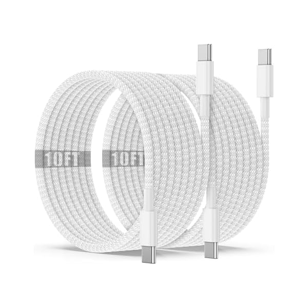 USB C to C Charging Cable 10ft, 60W Fast Type C to C Charger Cord Long for Apple iPhone 17 Pro Max/17 Air/16 Pro Max/15 Plus, MacBook Pro 2021/2020/2019,iPad 12.9/11 inch/Mini/Air 5/4,Samsung Galaxy