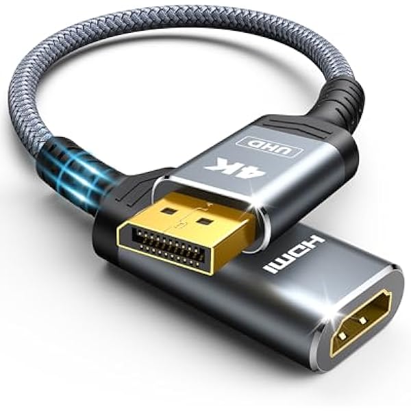 Highwings 4K Display Port to HDMI Adapter, Uni-Directional DP 1.2 Computer to HDMI 2.0 Screen, Display Port to HDMI Adapter (Male to Female), SR Anti-Break, No Latch, for Dell HP AMD NVIDIA, Passive