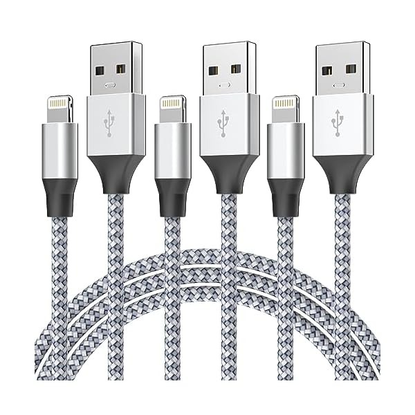 Durable iPhone Charger Cord 6FT 3Pack [Apple MFi Certified] Lightning Cable Nylon Braided iPhone Cord Fast Charging Cable Compatible with iPhone 14/13/12 Pro Max/12Pro/11