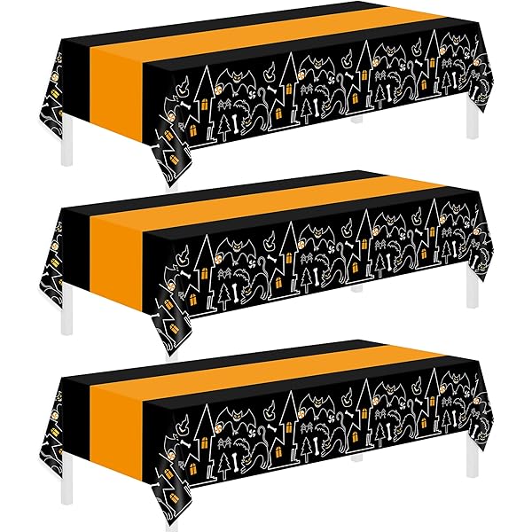 Childom 3 Pack Halloween Tablecloths,Disposable Plastic Tablecloths 54" x 108" Halloween Decorations,Plastic Table Cover for Birthday,Party Supplies,Holiday Table Cloth for Home,Dinner,Indoor,Outside